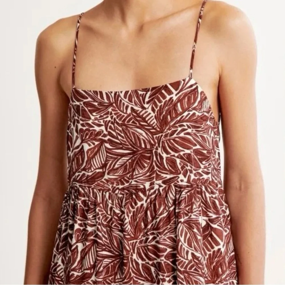 ABERCROMBIE | Brown & Cream Trapeze Midi Dress | SIZE XXS - Picture 4 of 8